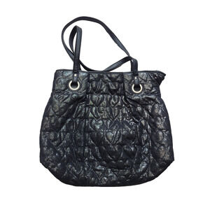 Candies Y2K shimmery iridescent black quilted hearts slouch shoulder bag purse